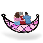 Mom, Children Sitting On The Moon - Personalized Window Hanging Suncatcher Ornament - Gift For Mom