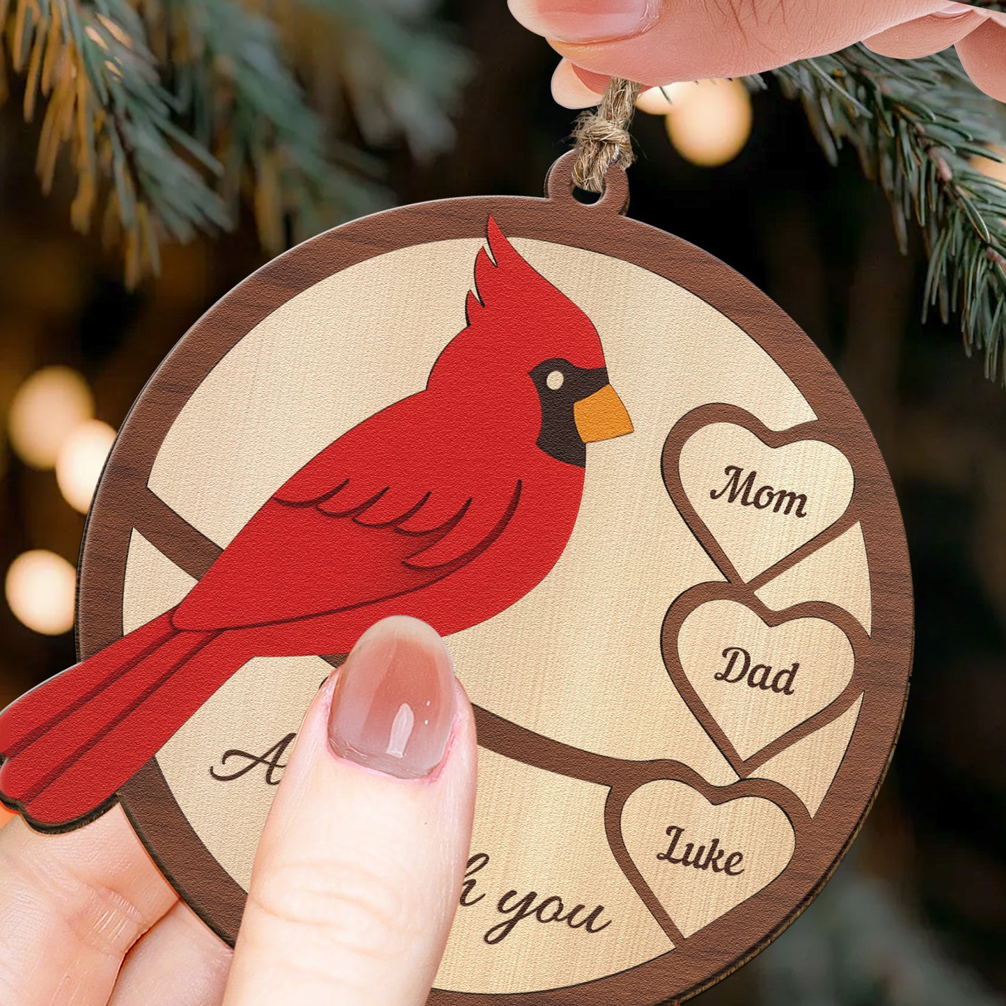 Mom, Dad Always With You, Cardinal Memorial - Personalized Wooden Ornament