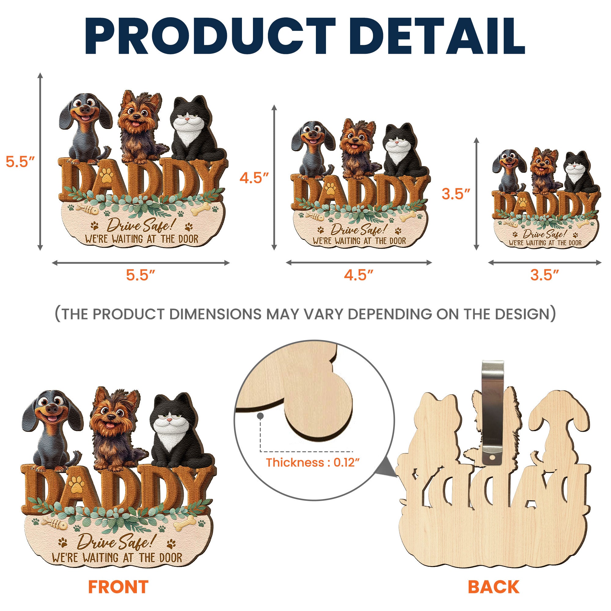 Mom, Dad Drive Safe! We’re Waiting At The Door - Personalized Wooden Car Visor Clip
