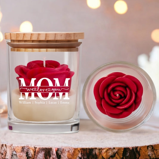 Mom, Mama, Mum We Love You - Personalized Floral Soy Wax Candle