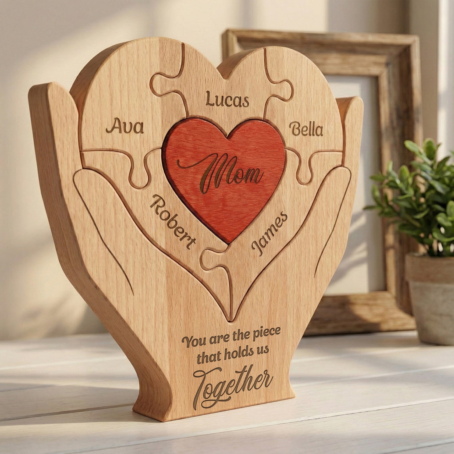 Mom, Mum, Mother You Are The Piece That Hold Us Together - Personalized Wooden Family Puzzle