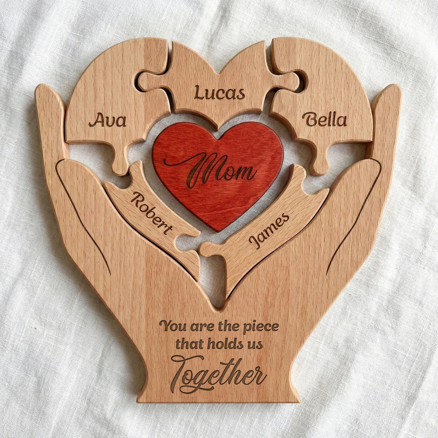 Mom, Mum, Mother You Are The Piece That Hold Us Together - Personalized Wooden Family Puzzle