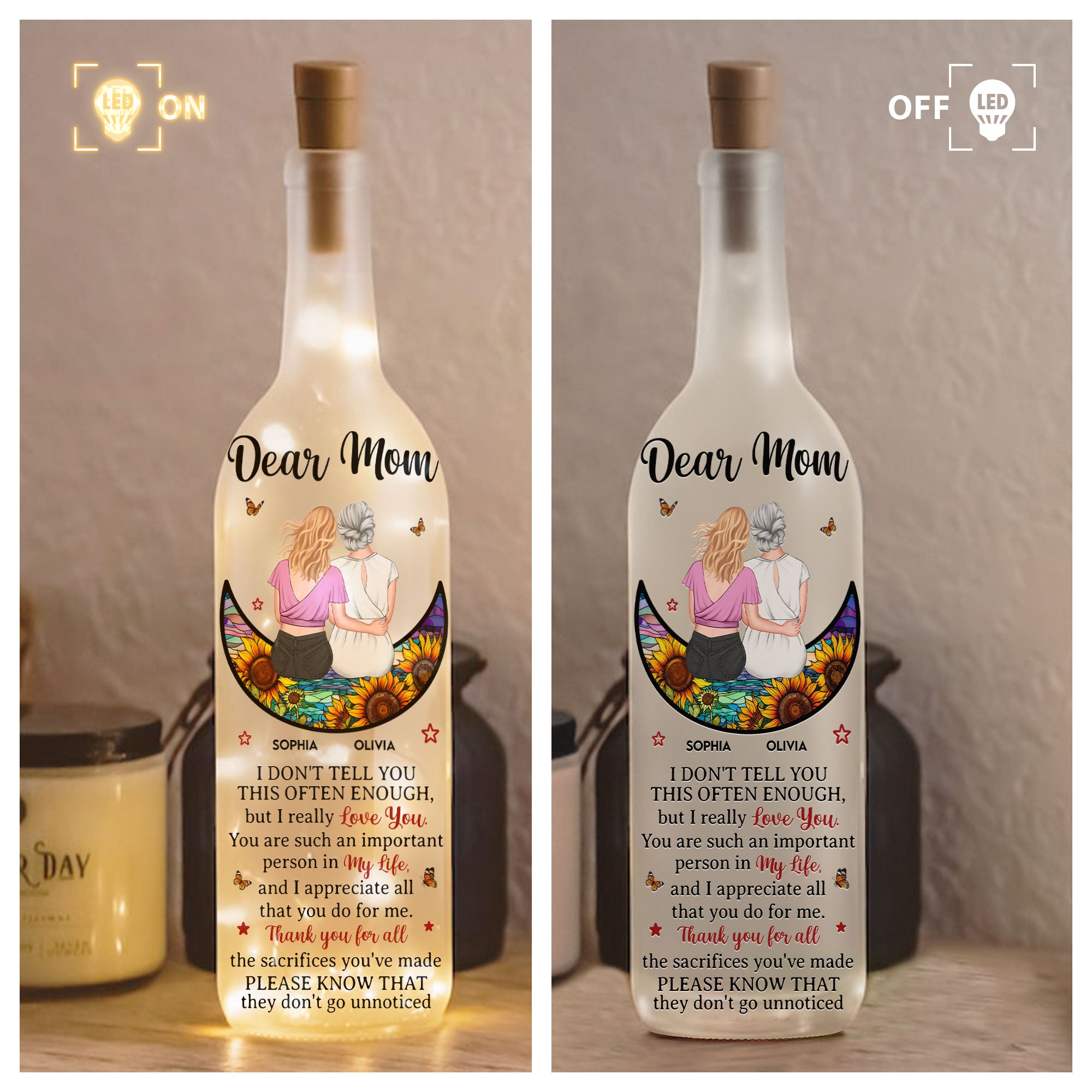 Mom, We Really Love You - Personalized Bottle Lamp