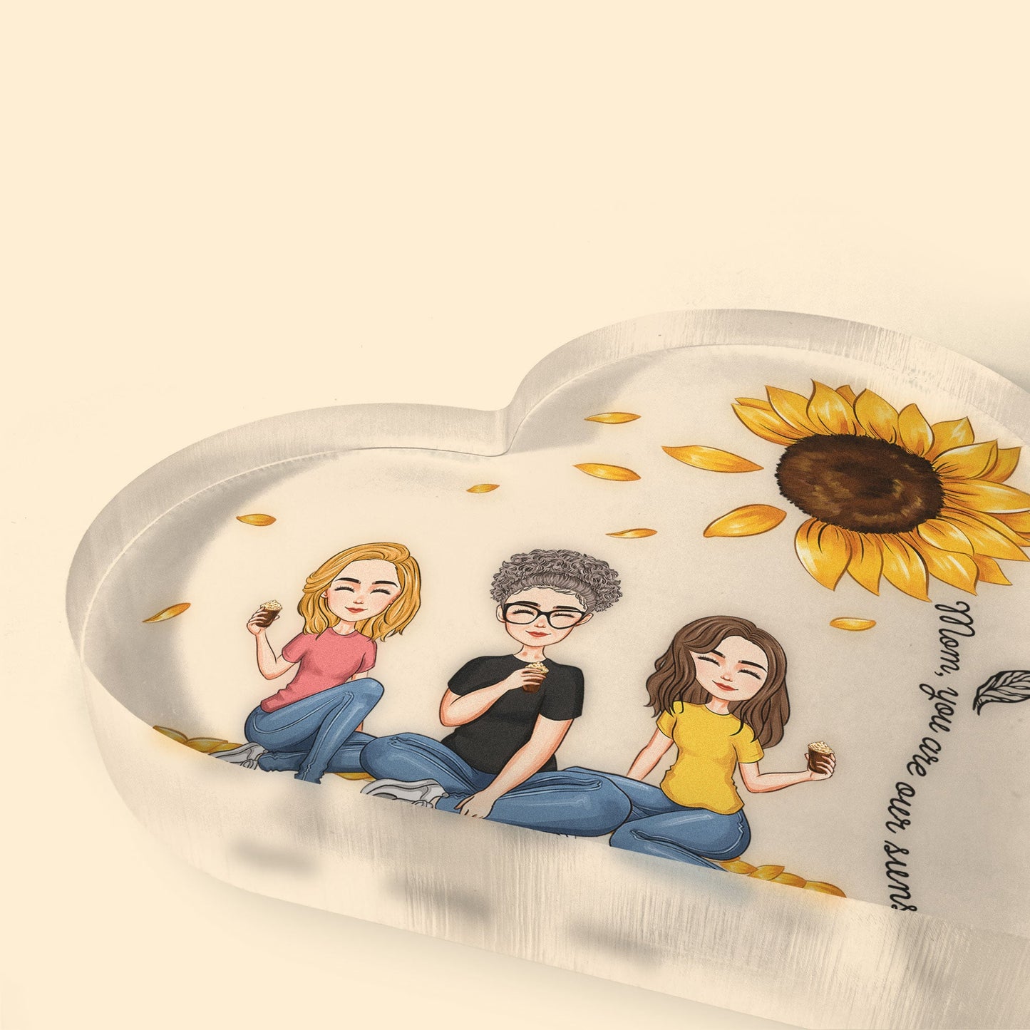 Mom, You Are My Sunshine - Personalized Heart Shaped Acrylic Plaque