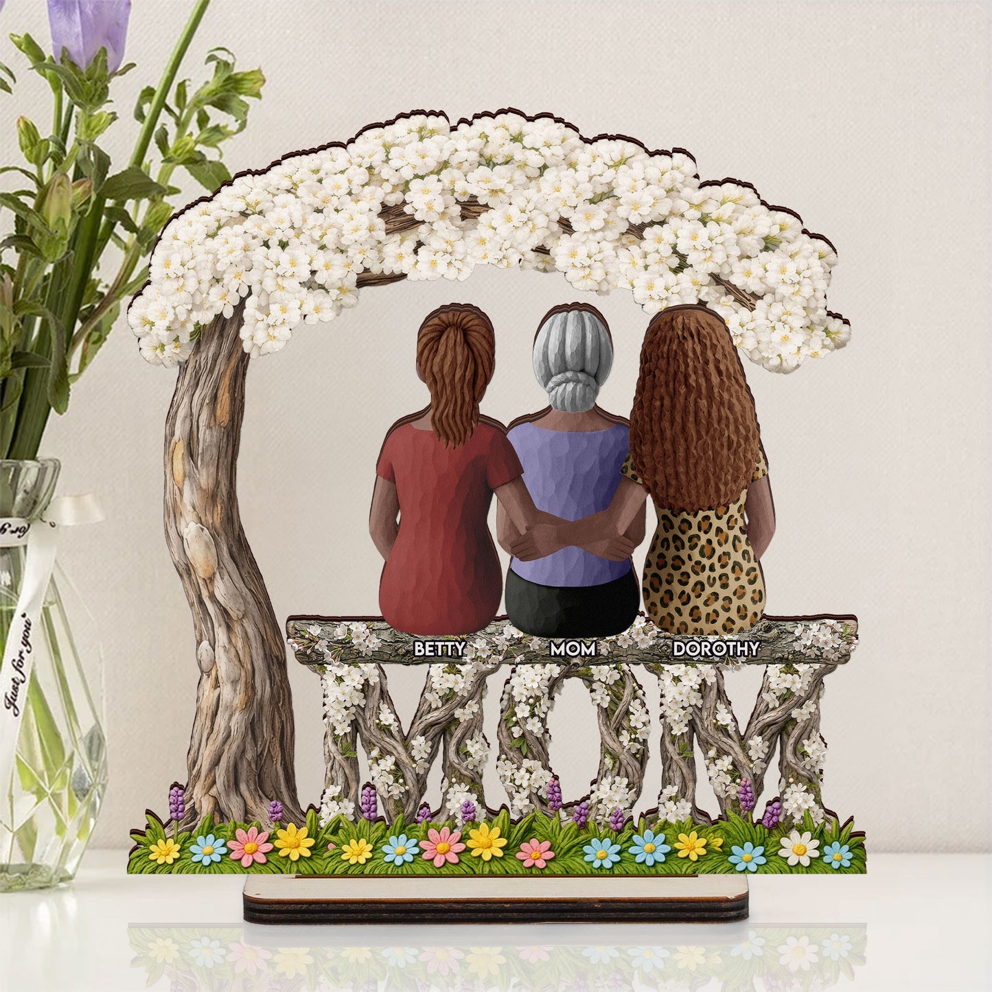 Mom-And-Children-Sitting-Together-Personalized-Wooden-Plaque-4