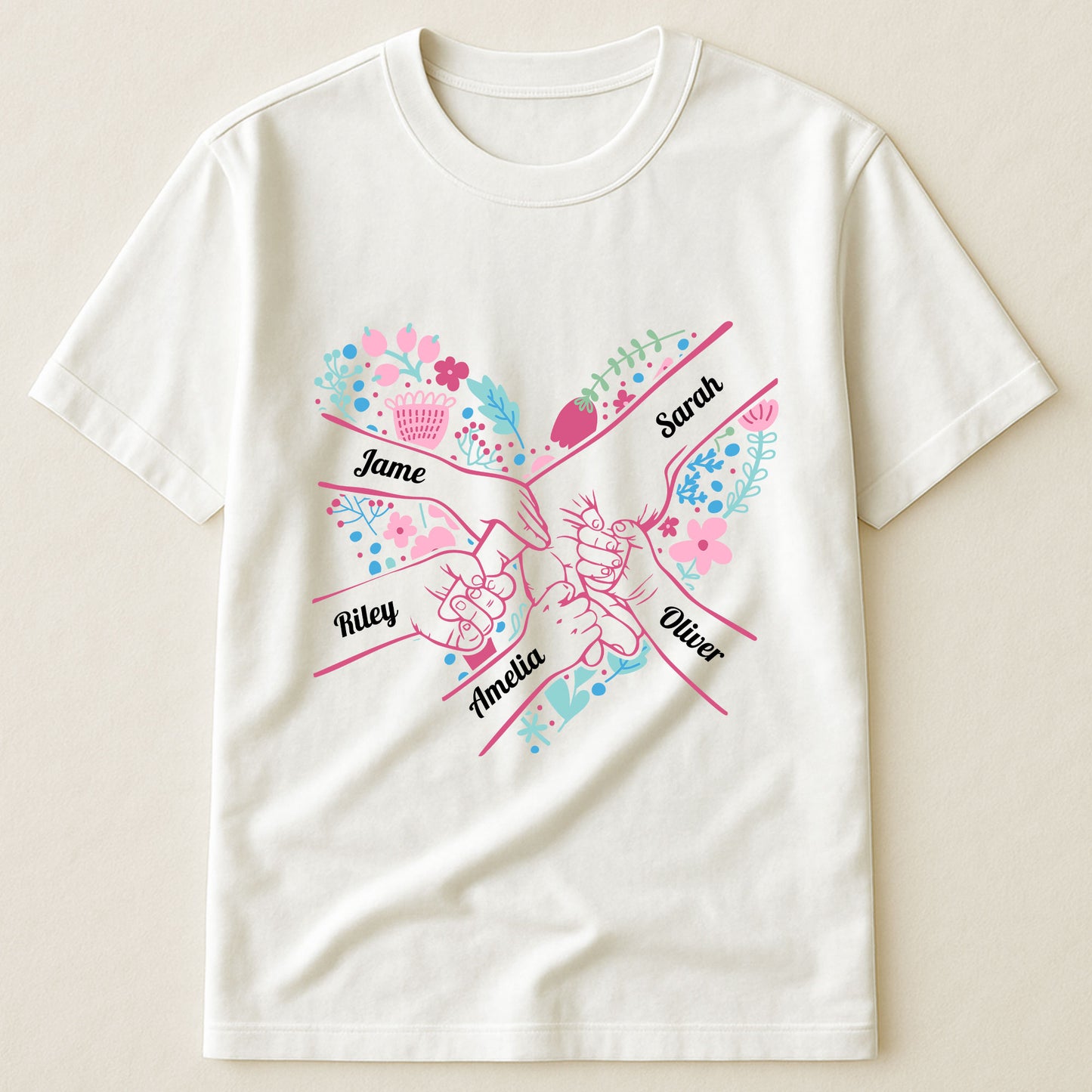 Mom-Holding-Hands-Floral-Shirt-Gift-For-Mom-Wife-Grandma-Personalized-Shirt-1