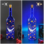 Mom's Hand - Personalized Blue Bottle Lamp