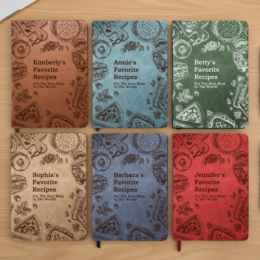 Mom's Favorite Recipes Book - Personalized Leather Journal