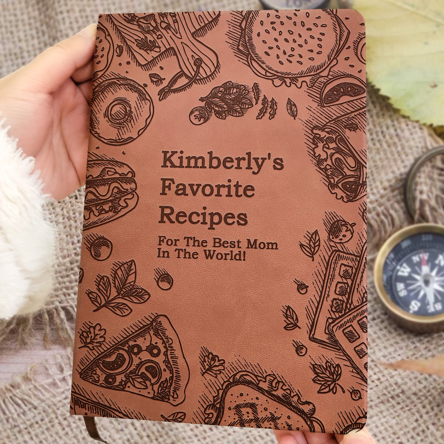 Mom's Favorite Recipes Book - Personalized Leather Journal