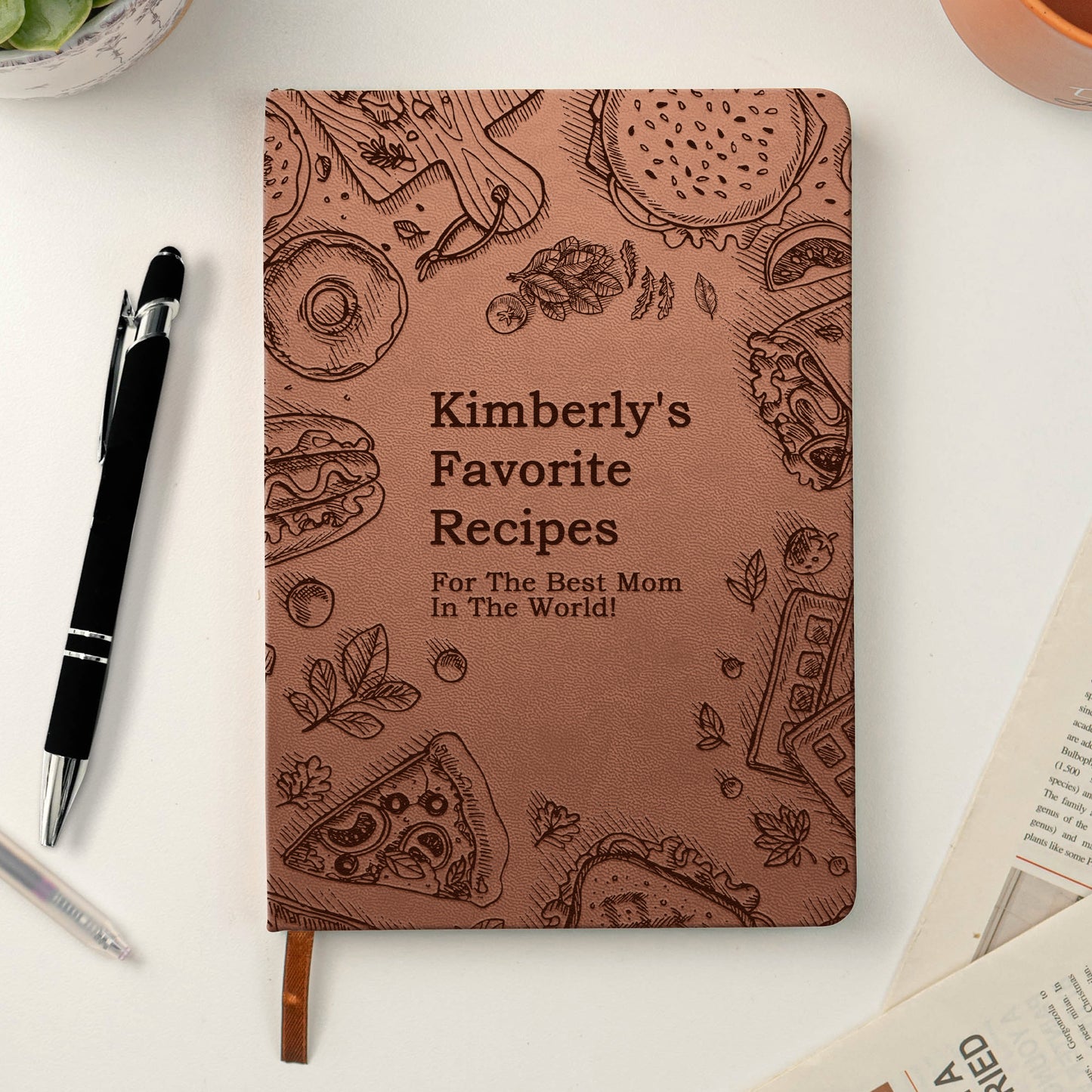 Mom's Favorite Recipes Book - Personalized Leather Journal