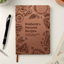 Mom's Favorite Recipes Book - Personalized Leather Journal