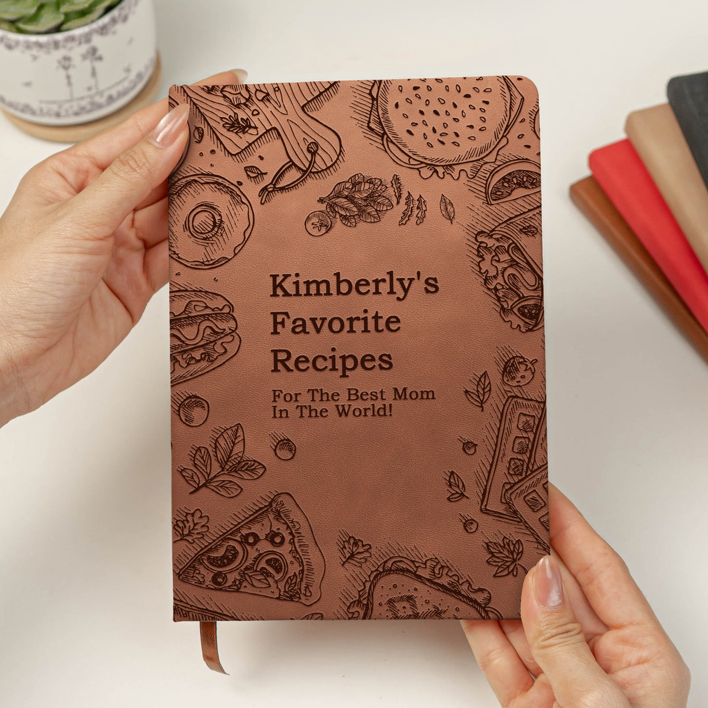 Mom's Favorite Recipes Book - Personalized Leather Journal