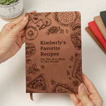 Mom's Favorite Recipes Book - Personalized Leather Journal