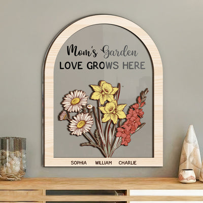Mom's Garden - Personalized Wood And Acrylic Wall Art