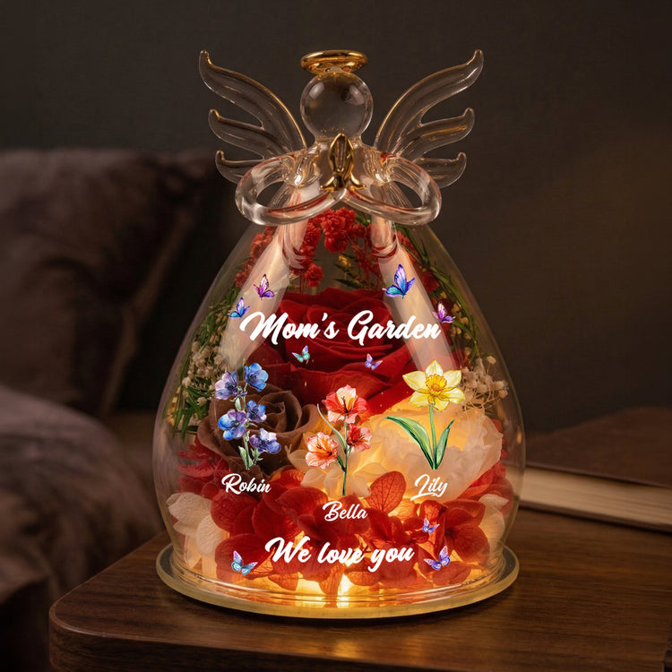 Mom's-Garden,-Grandma's-Garden-Custom-Kids'-Birth-Flower-Personalized-Flower-In-Glass-Angel-Figurines-1