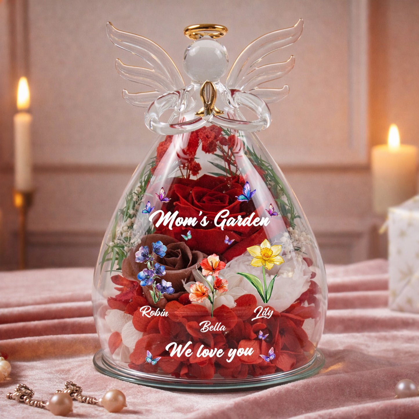 Mom's-Garden,-Grandma's-Garden-Custom-Kids'-Birth-Flower-Personalized-Flower-In-Glass-Angel-Figurines-2