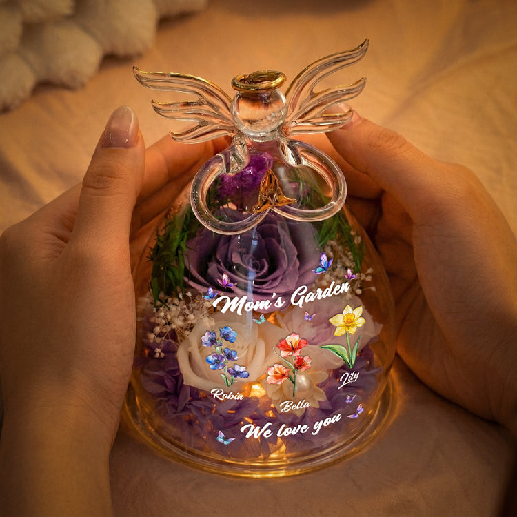 Mom's-Garden,-Grandma's-Garden-Custom-Kids'-Birth-Flower-Personalized-Flower-In-Glass-Angel-Figurines-3