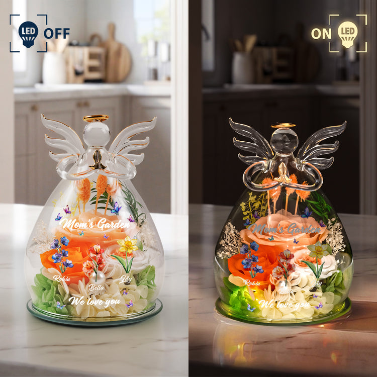 Mom's-Garden,-Grandma's-Garden-Custom-Kids'-Birth-Flower-Personalized-Flower-In-Glass-Angel-Figurines-5