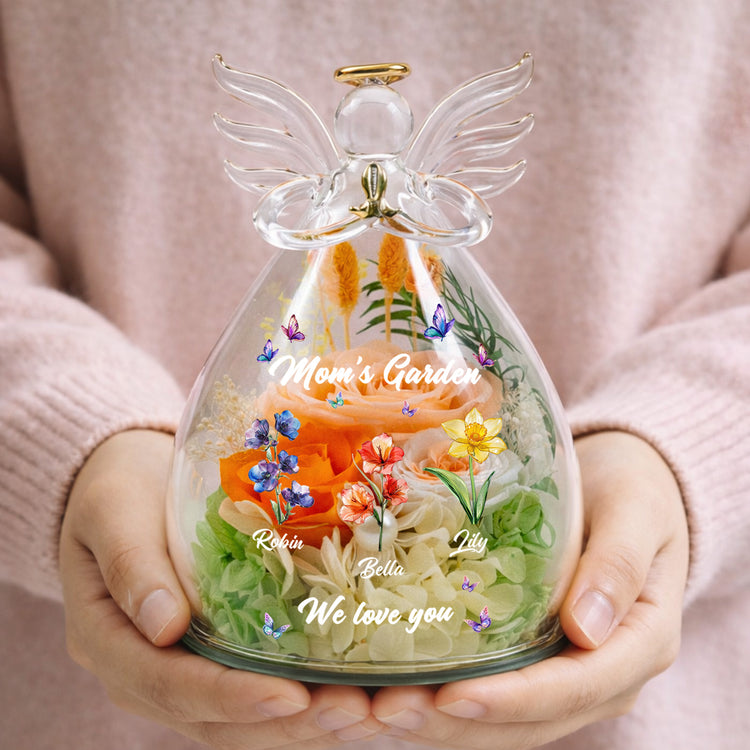Mom's-Garden,-Grandma's-Garden-Custom-Kids'-Birth-Flower-Personalized-Flower-In-Glass-Angel-Figurines-6