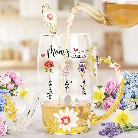 Mom's-Garden,-Grandma's-Garden-Custom-Kids'-Birth-Flower-Personalized-Glass-Cup-1