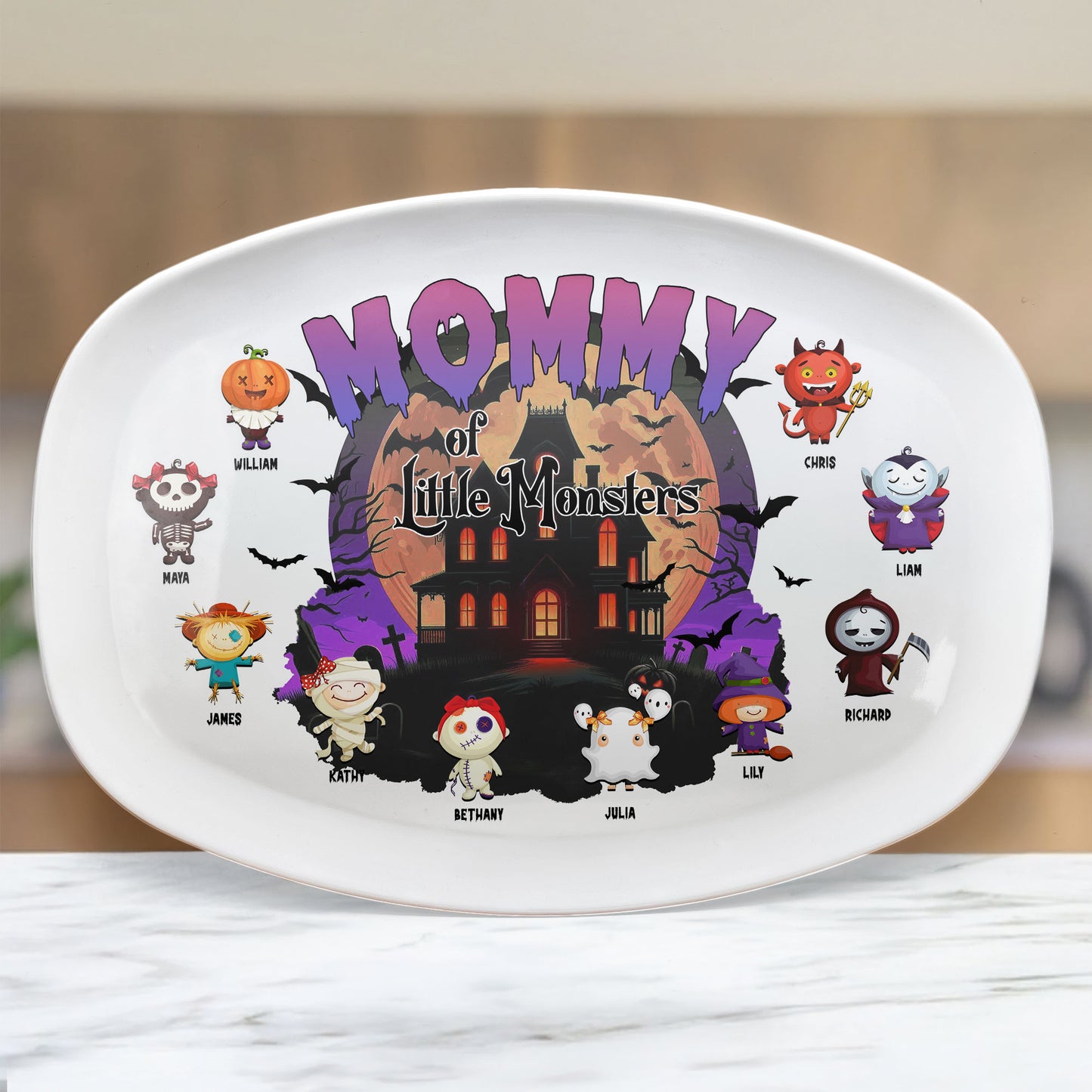 Mommy Of Little Monsters Halloween Gift - Personalized Platter
