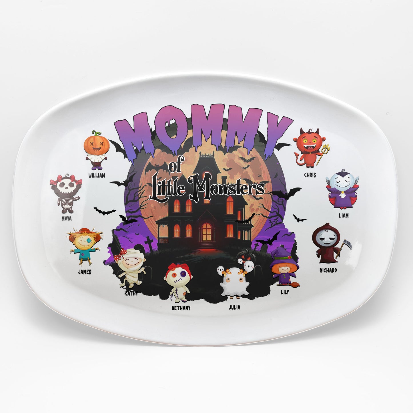 Mommy Of Little Monsters Halloween Gift - Personalized Platter