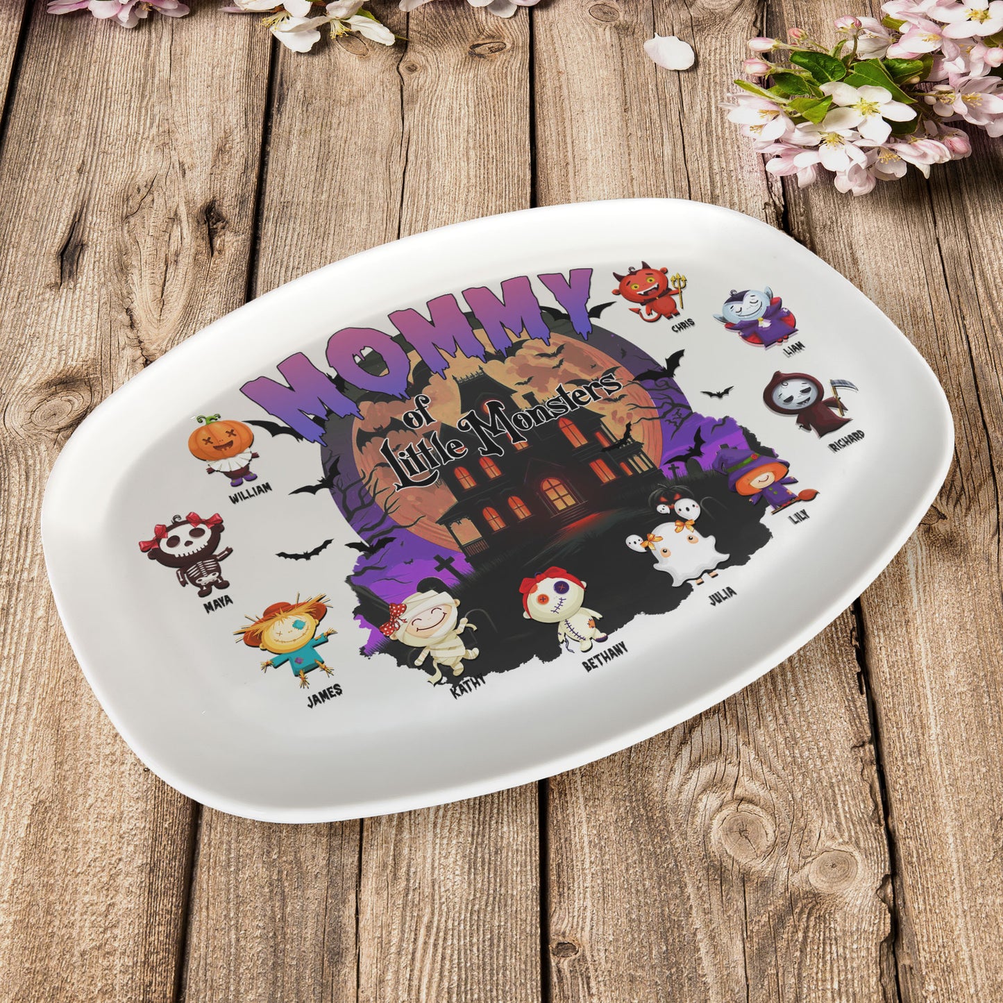 Mommy Of Little Monsters Halloween Gift - Personalized Platter