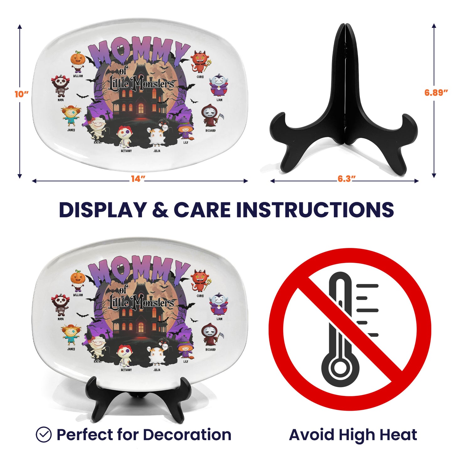 Mommy Of Little Monsters Halloween Gift - Personalized Platter