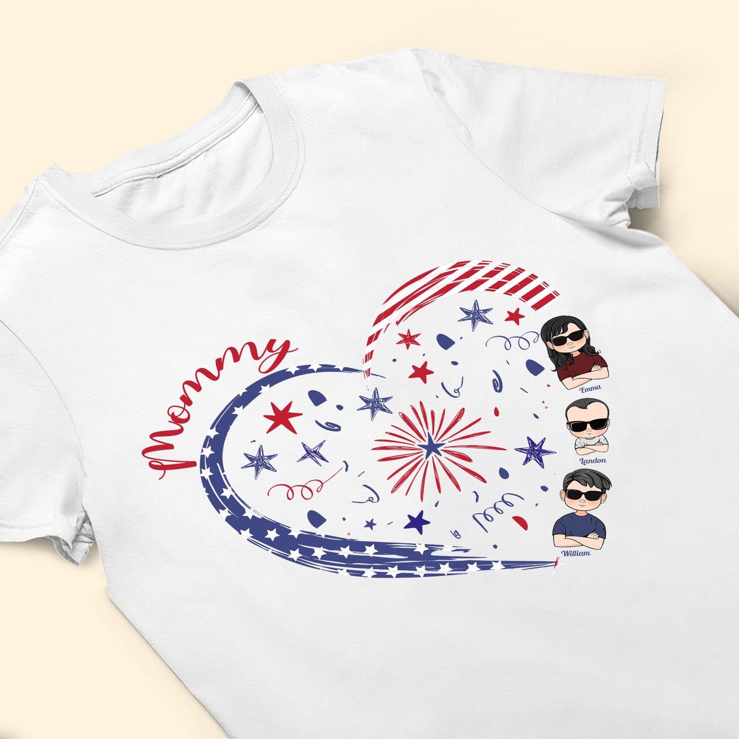 Mommy's Sweethearts With 4Th Of July Pattern - Personalized Shirt