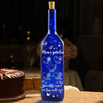 Mom's Garden Where Life Begins And Love Never Ends - Personalized Blue Bottle Lamp