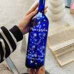Mom's Garden Where Life Begins And Love Never Ends - Personalized Blue Bottle Lamp