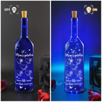 Mom's Garden Where Life Begins And Love Never Ends - Personalized Blue Bottle Lamp