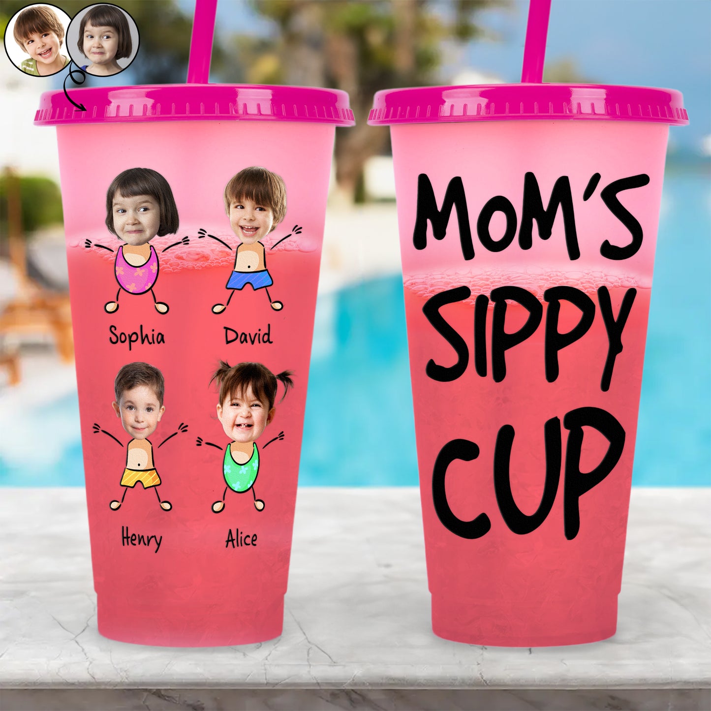 Mom's Sippy Cup - Personalized Photo Color Changing Cup