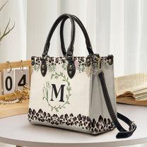 Monogram And Birth Month Flower - Personalized Leather Bag