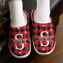 Monogram Christmas Gift For Women Men - Personalized Slippers