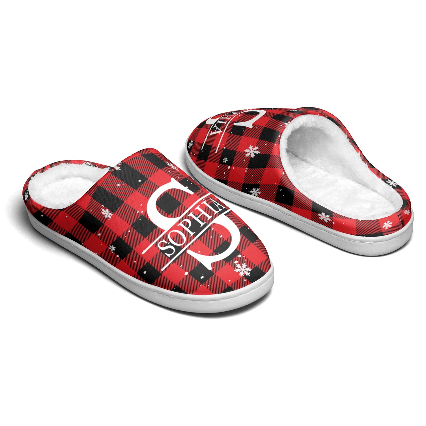 Monogram Christmas Gift For Women Men - Personalized Slippers