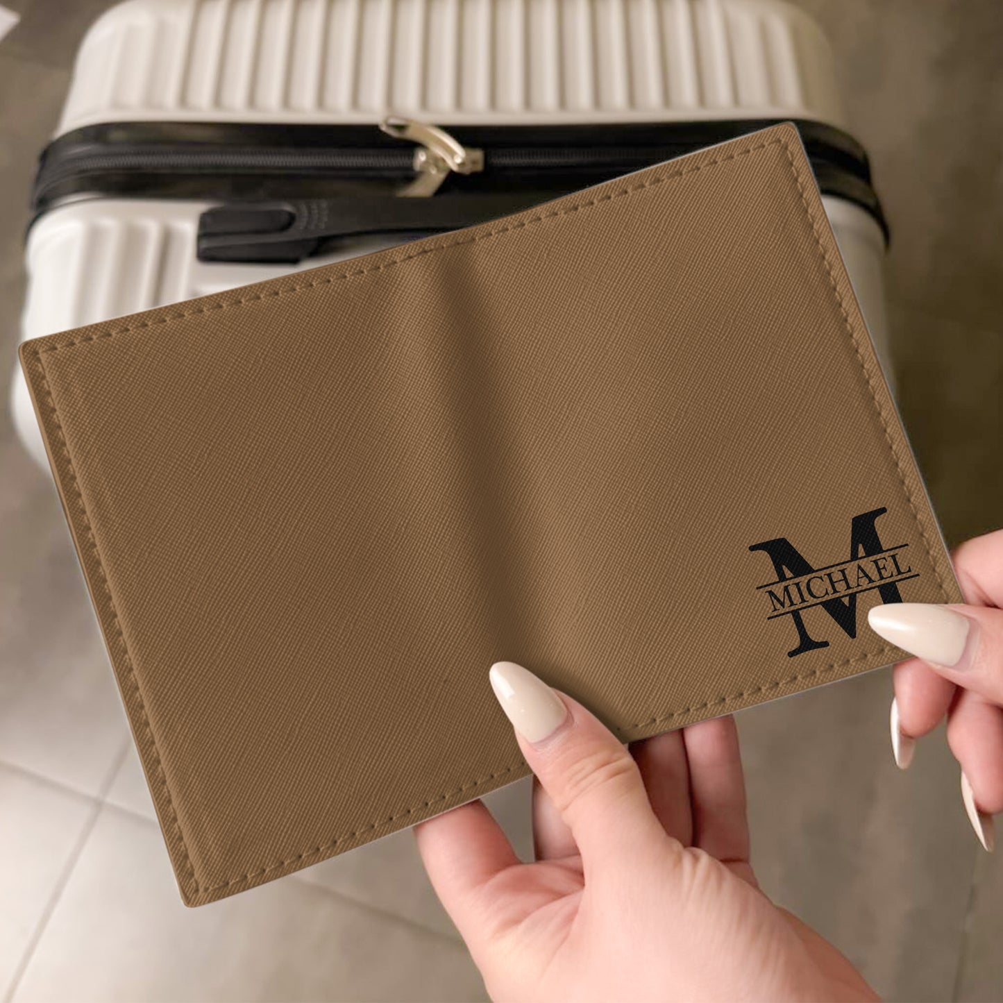 Monogram Initial Name - Personalized Passport Cover And Luggage Tag Travel Set