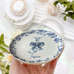 Monogram Letter Custom Name Chinoiserie Toile De Jouy - Personalized Jewelry Dish