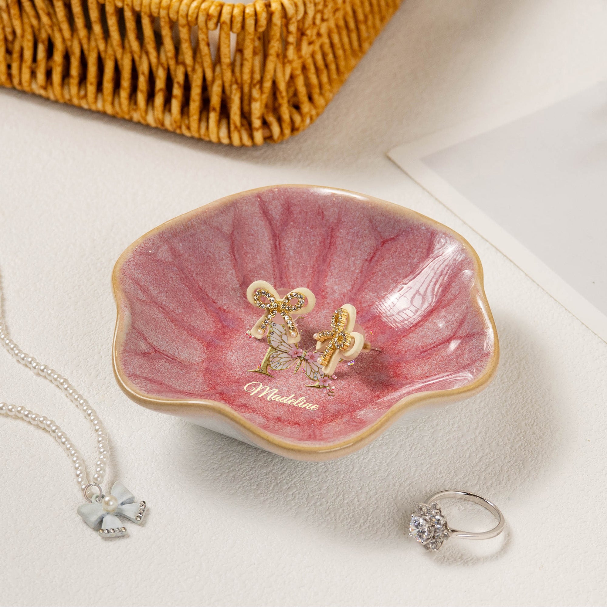 Monogram Letter Custom Name Gift For Her, Friends, Daughters, Sisters - Personalized Jewelry Dish