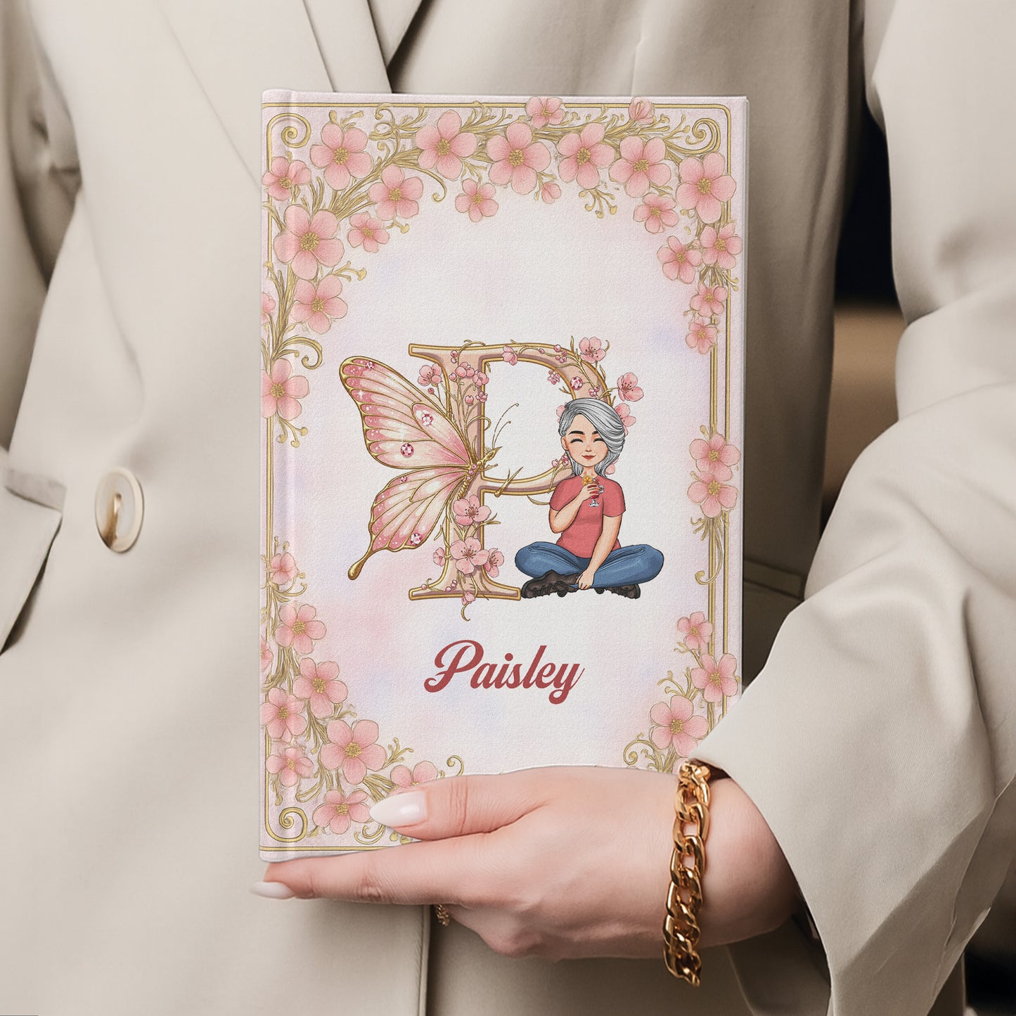 Monogram Letter Custom Name - Personalized Hardcover Journal