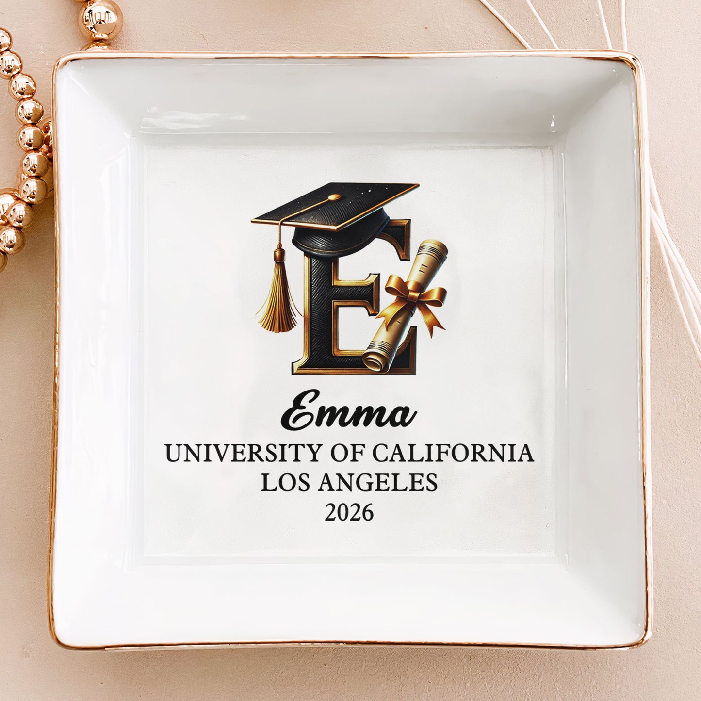 Monogram Letter Graduation Gift - Personalized Jewelry Dish