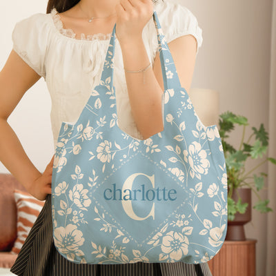 Monogram Letter - Personalized Round Tote Bag
