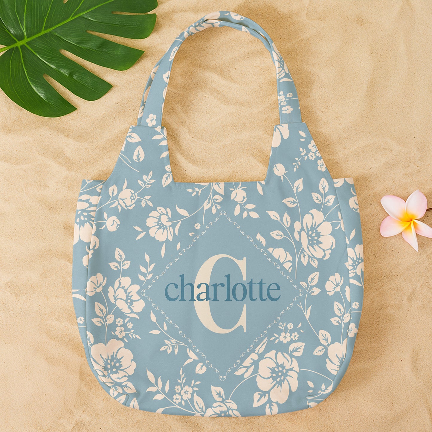 Monogram Letter - Personalized Round Tote Bag