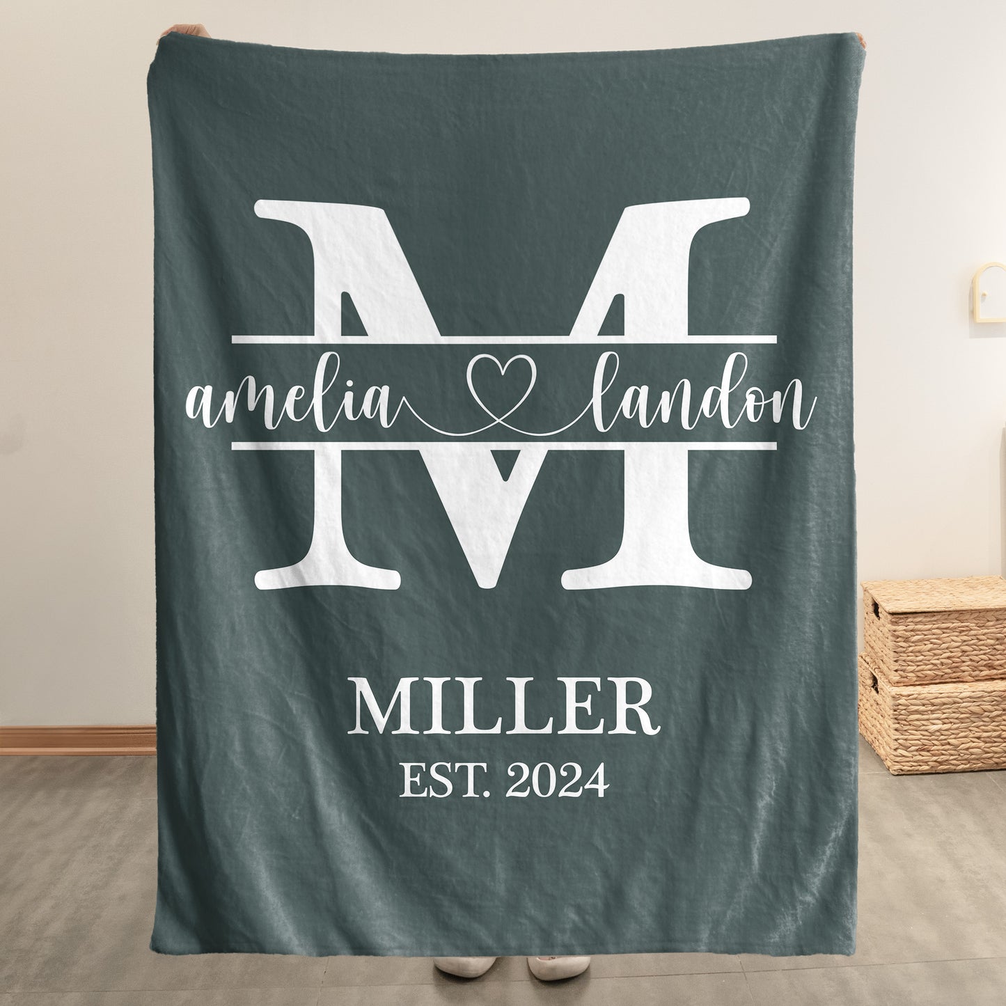Monogram Names Couple - Personalized Blanket