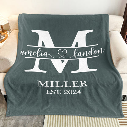 Monogram Names Couple - Personalized Blanket