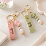 Monogrammed Custom Name Gifts For Her, Bridesmaids, Friends, Daughter, Coworkers - Personalized Beaded Keychain