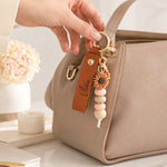 Monogrammed Custom Name Gifts For Her, Bridesmaids, Friends, Daughter, Coworkers - Personalized Beaded Keychain