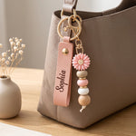 Monogrammed Custom Name Gifts For Her, Bridesmaids, Friends, Daughter, Coworkers - Personalized Beaded Keychain