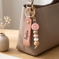 Monogrammed Custom Name Gifts For Her, Bridesmaids, Friends, Daughter, Coworkers - Personalized Beaded Keychain