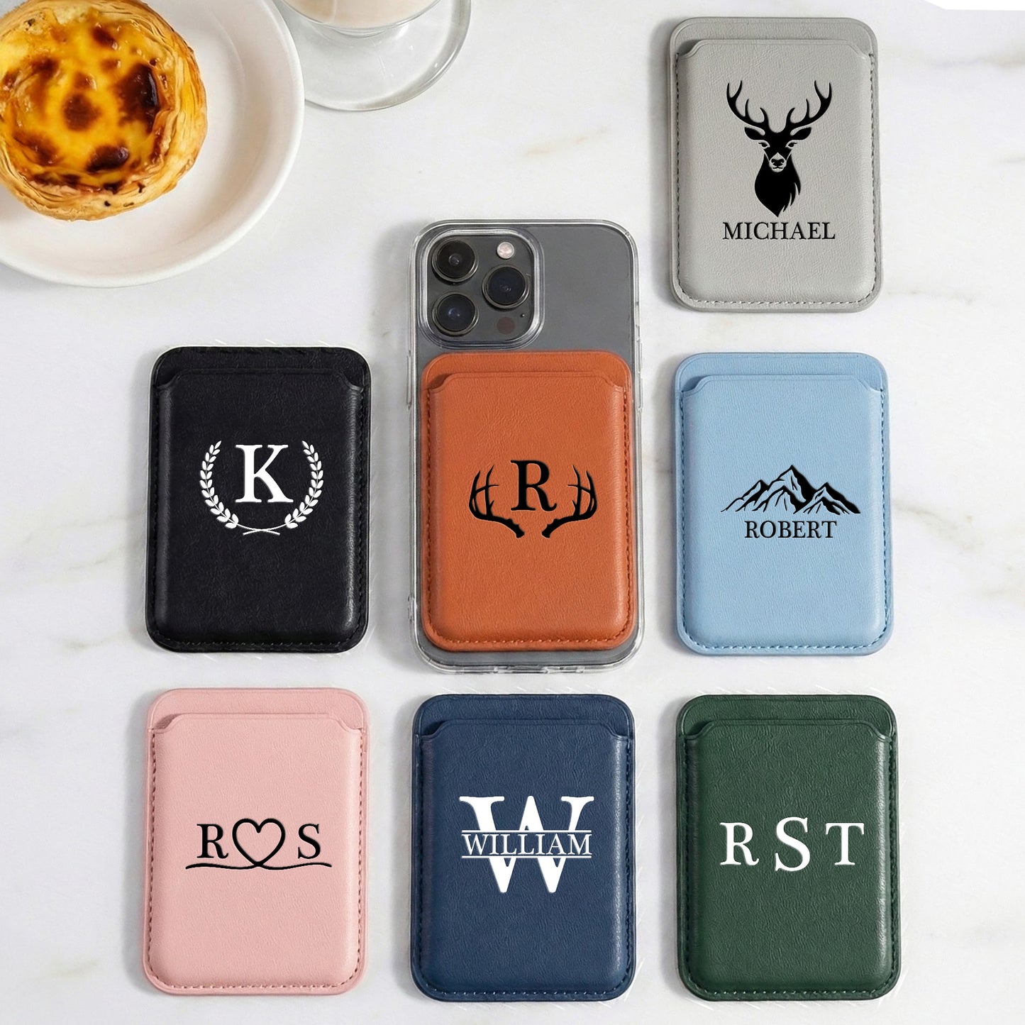 Monograms Design Gift For Him Dad Grandpa Husband - Personalized Wallet Compatible with Magsafe